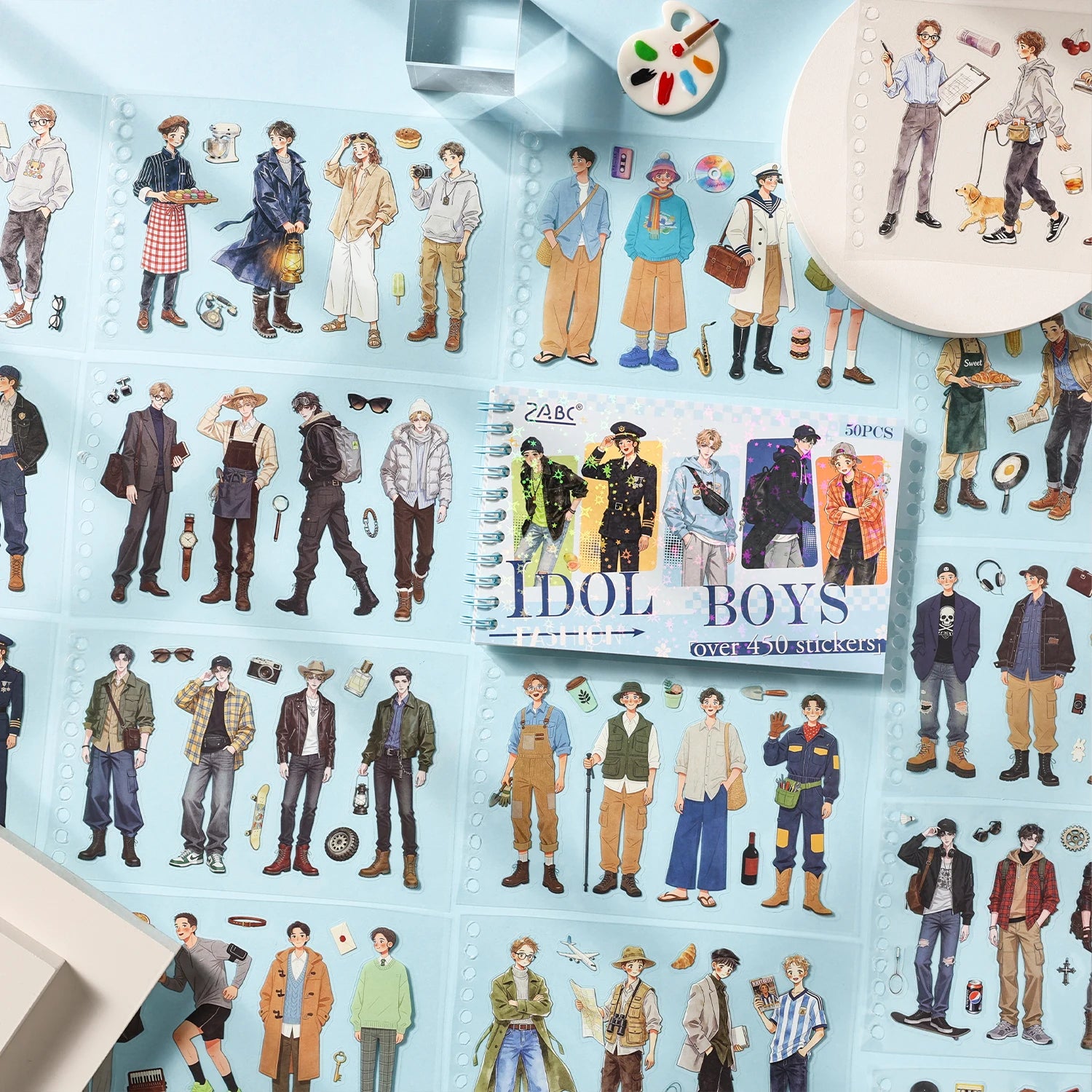 Fashion Youth Series Die-Cut Stickers Book 50 Sheets for DIY Decorative Scrapbooking Diary Album Aesthetic Stationery Stickers Qme 2A
