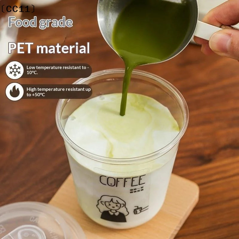 U-shaped Disposable Cups Transparent Coffee Lids Drink Milk Tea Qme
