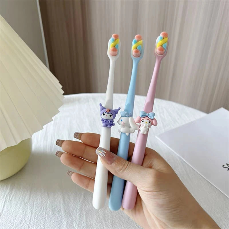 Hello Kitty Kuromi Soft-Bristle Toothbrush Couples' Set Student Cartoon Jade Tooth-Protecting Toothbrush Qme