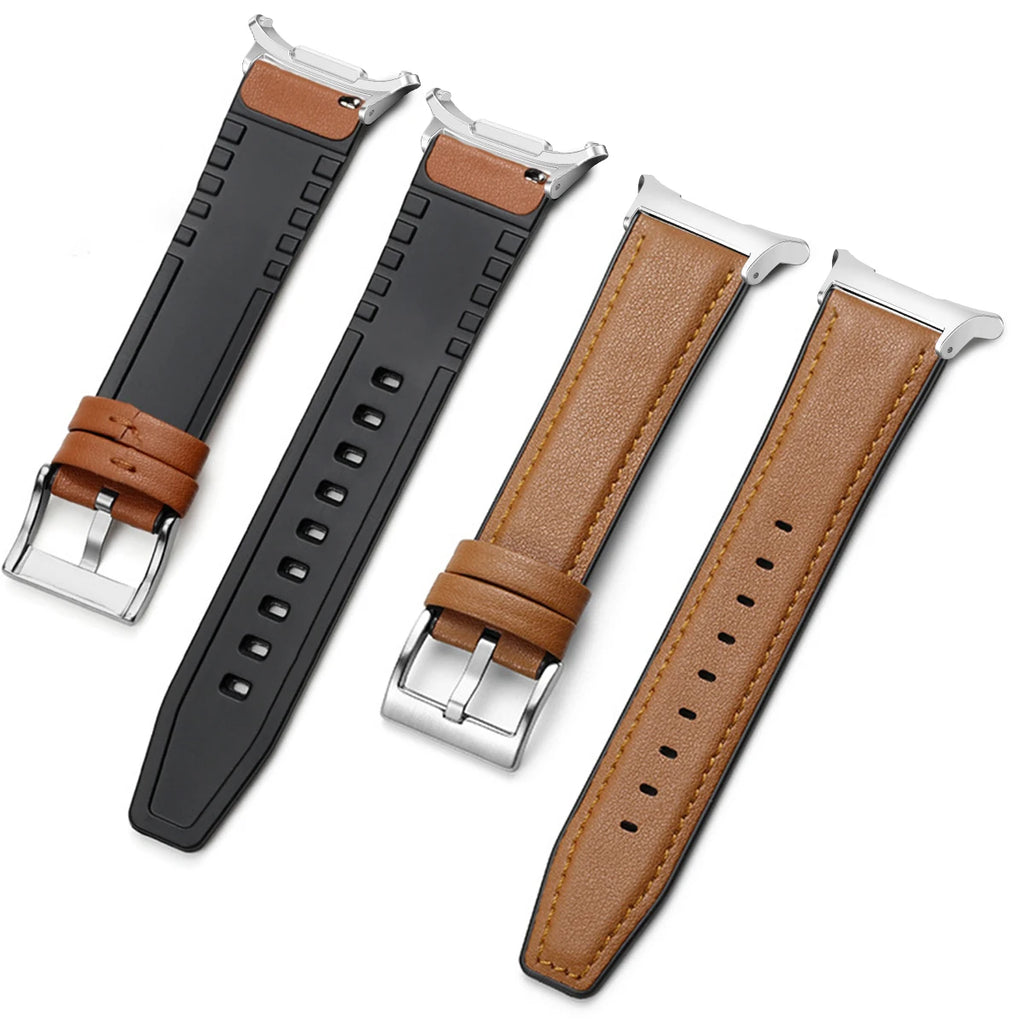 Leather Silicone Hybrid strap for Samsung Galaxy Watch 7 Ultra Smartwatch Band for Galaxy Watch Ultra 47mm Bracelet Belt strap Qme