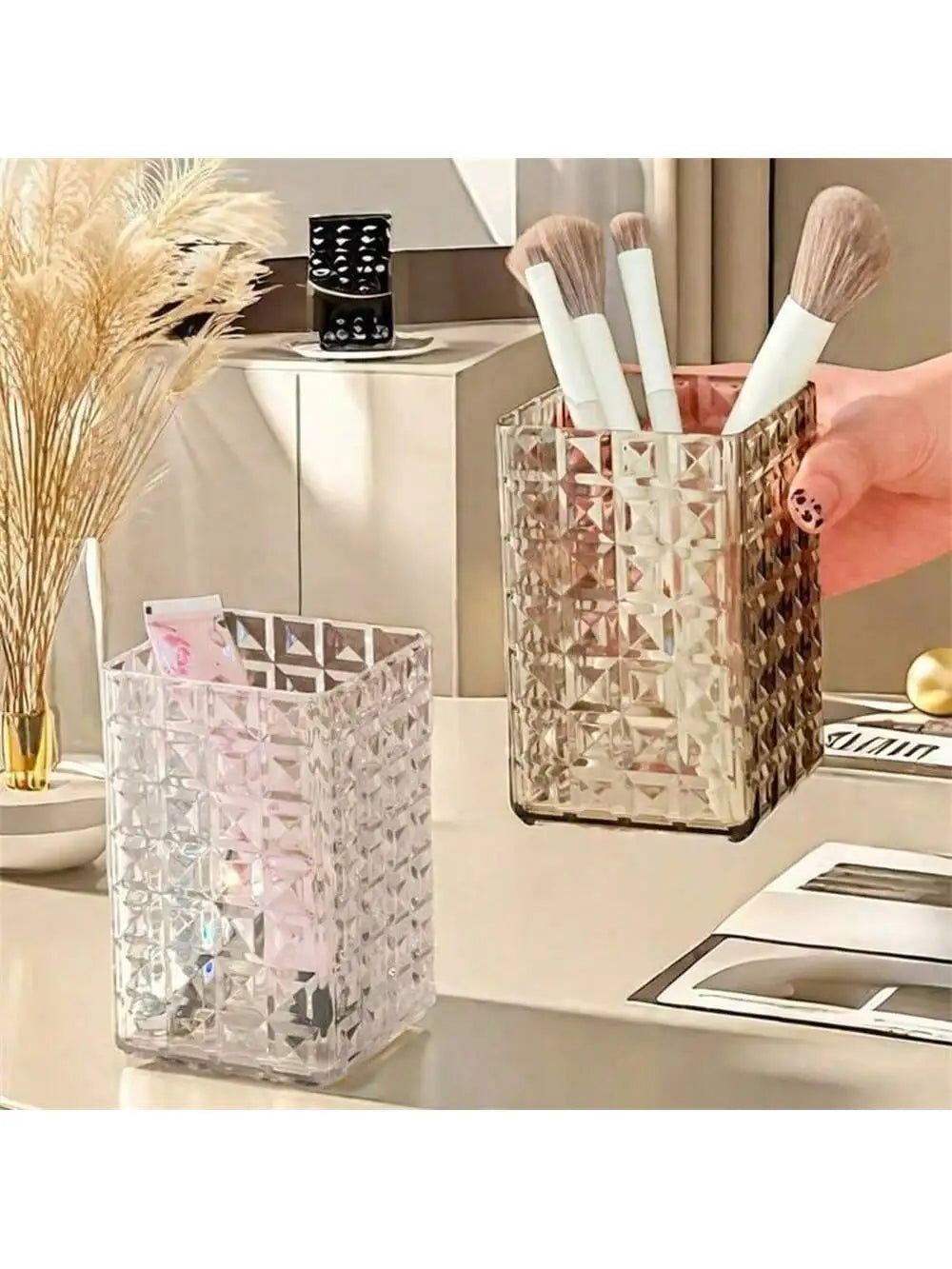 WORTHBUY Transparent Plastic Cosmetic Storage Box Large Capacity Qme