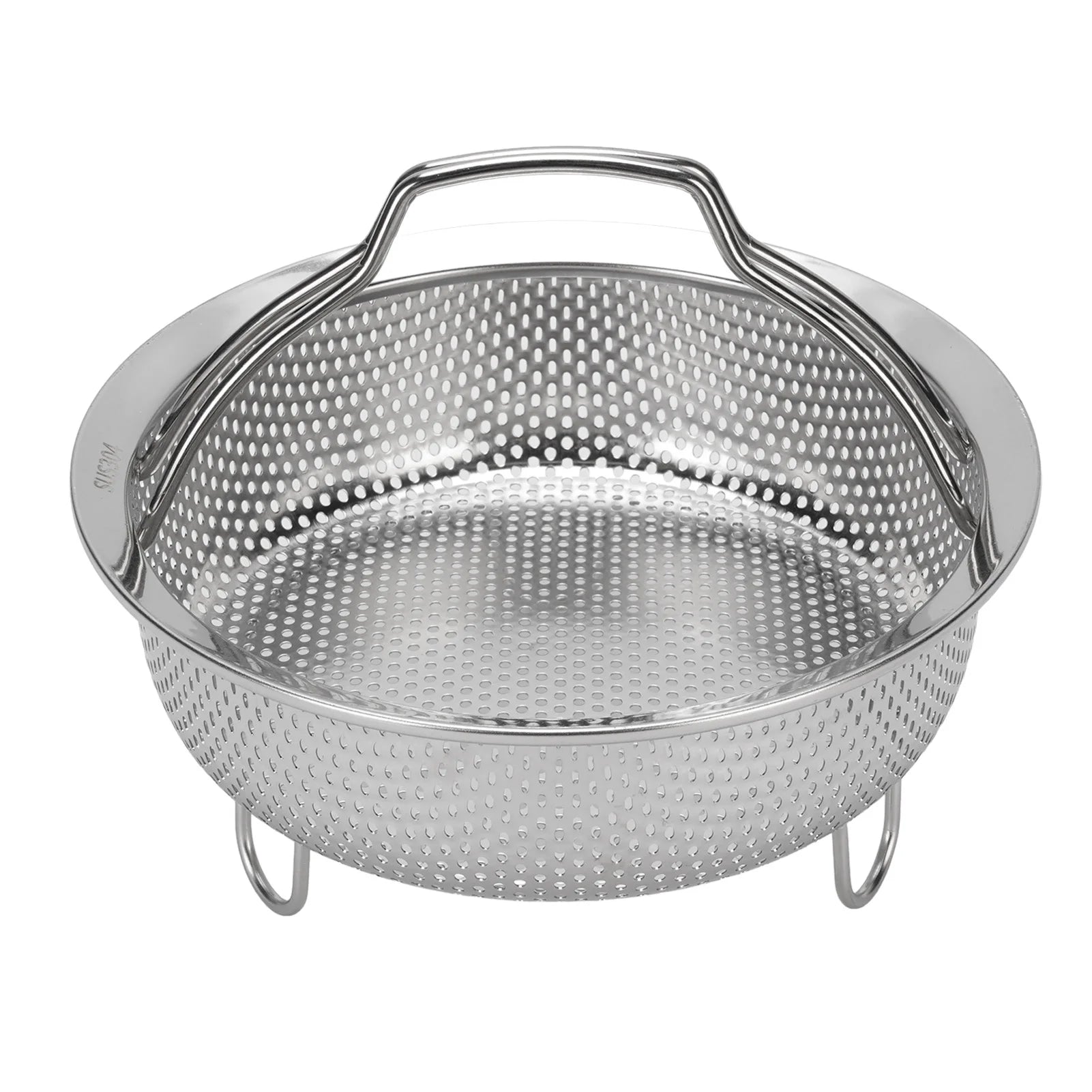 Steam Basket 304 Stainless Steel Rustproof Ergonomic Steaming Rack User Friendly Foldable Handles for Home Kitchen Rice Cooker Qme