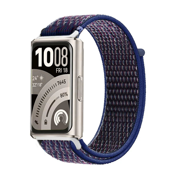 A Stylish Lightweight Nylon Loop Watchband with Exquisite Hardware Stitching Velcro Strap for Huawei Bracelet 11 Series 11 pro Qme indigo Huawei 11 11Pro