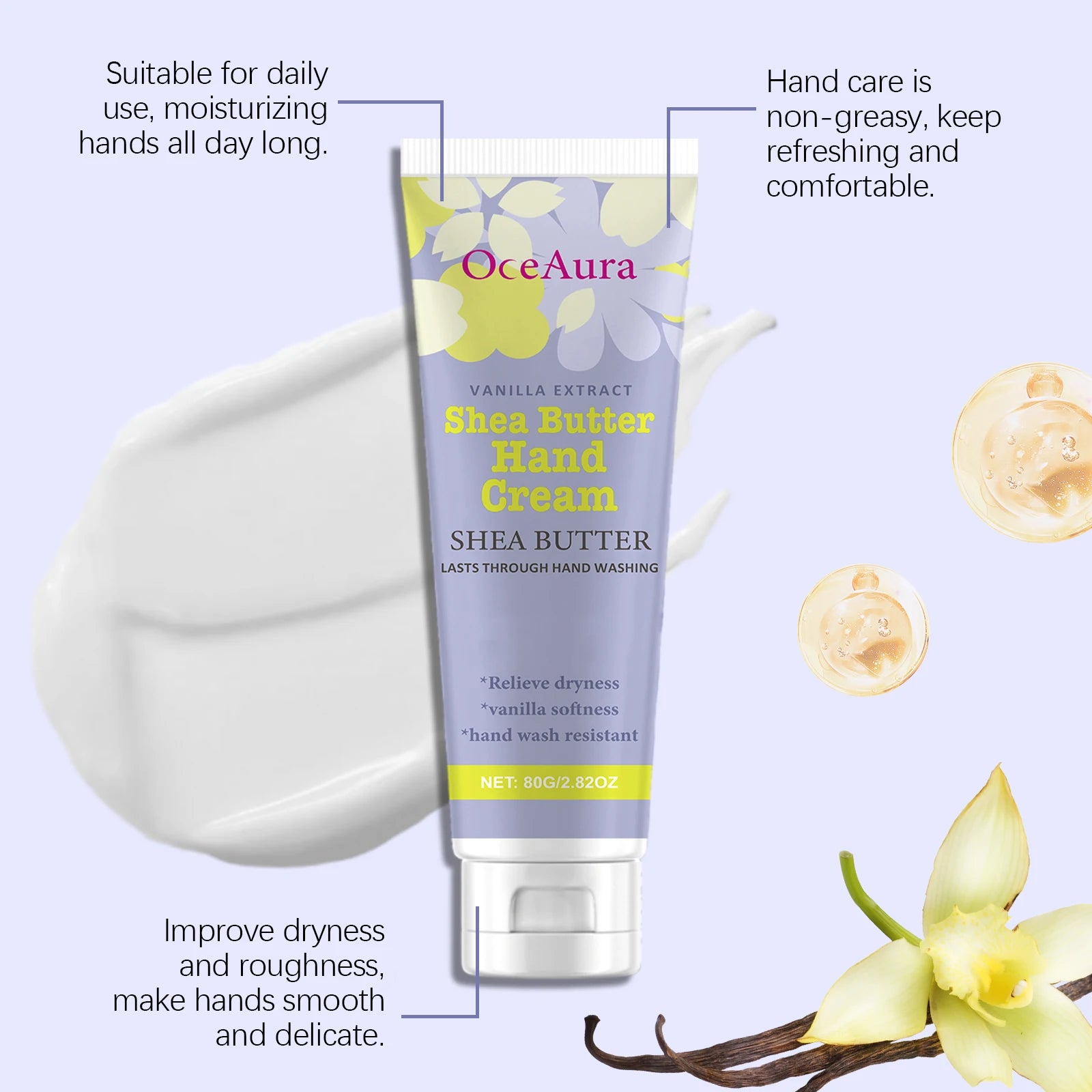 Shea Butter Hand Cream Nourishing Care Deep Hydration Anti Cracking Fast Absorbing Non-Greasy Winter Moisturizing Hand Cream Qme