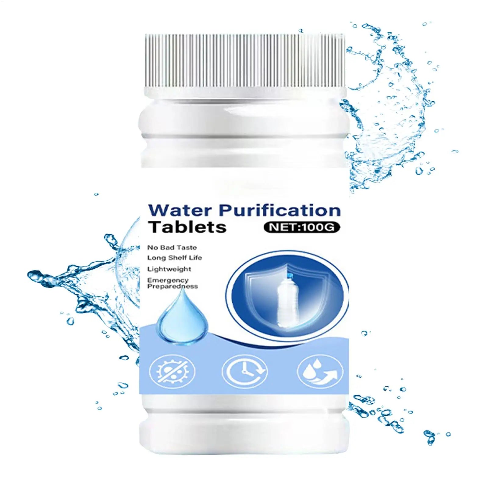 Potable Water Purification Tablets Safe Odorless Portable Effective Camping Hiking Water Filter Tablets for Backpacking Hunting Qme Default Title