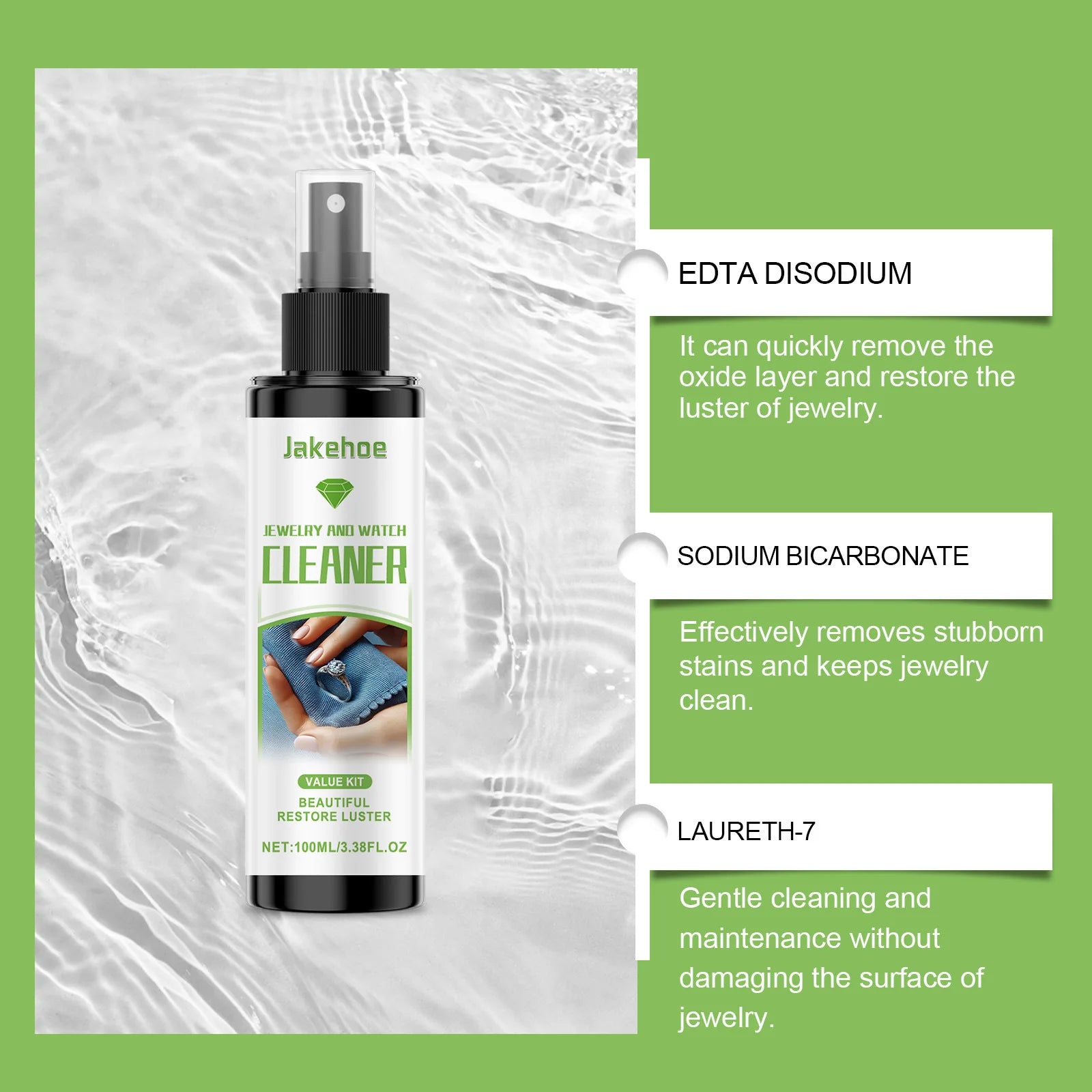 Jewelry Cleaning Spray Watch Cleaning Solution Stain Rust Dirt Removal Gold Polisher Long-Lasting Shine Diamonds Cleaning Liquid Qme