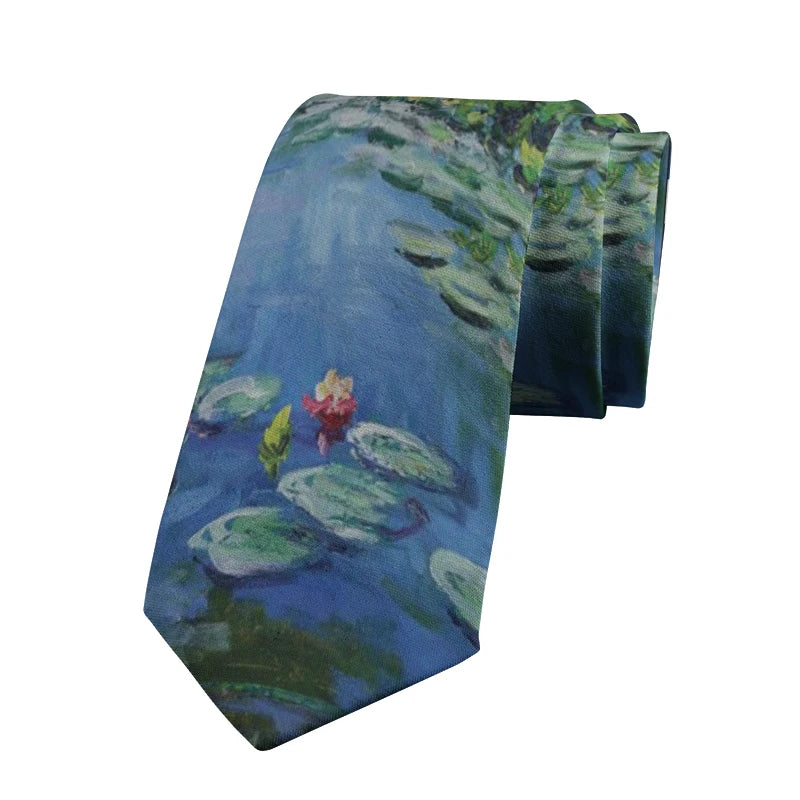 Art Nouveau Portrait Tie Classical Oil Painting Casual Slim Men's Qme type4