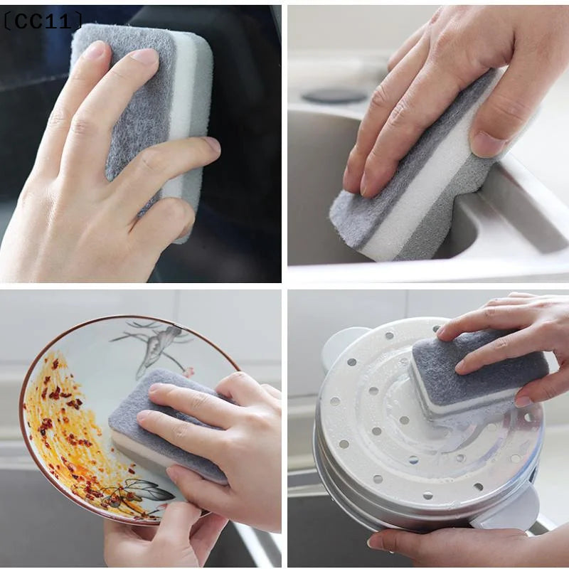 Double-sided Cleaning Spongs Scouring Pad Kitchen Wipe Dishwashing Qme
