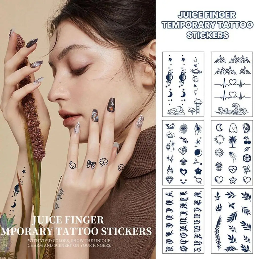 A Small Pattern Waterproof Temporary Tattoo Stickers, Long-lasting Waterproof for One to Two Weeks, Finger Tattoos for Women Qme