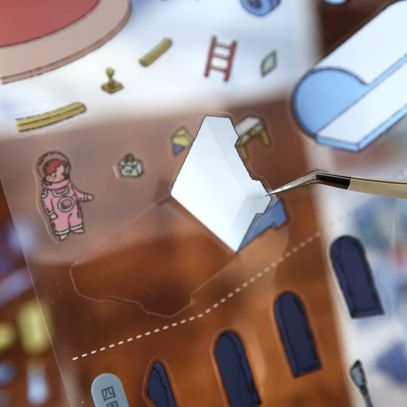 Steampunk Universe Diorama Stickers, Sci-Fi Fantasy Mini Scene Collection, Stress-relief Supplies for DIY Lovers Qme