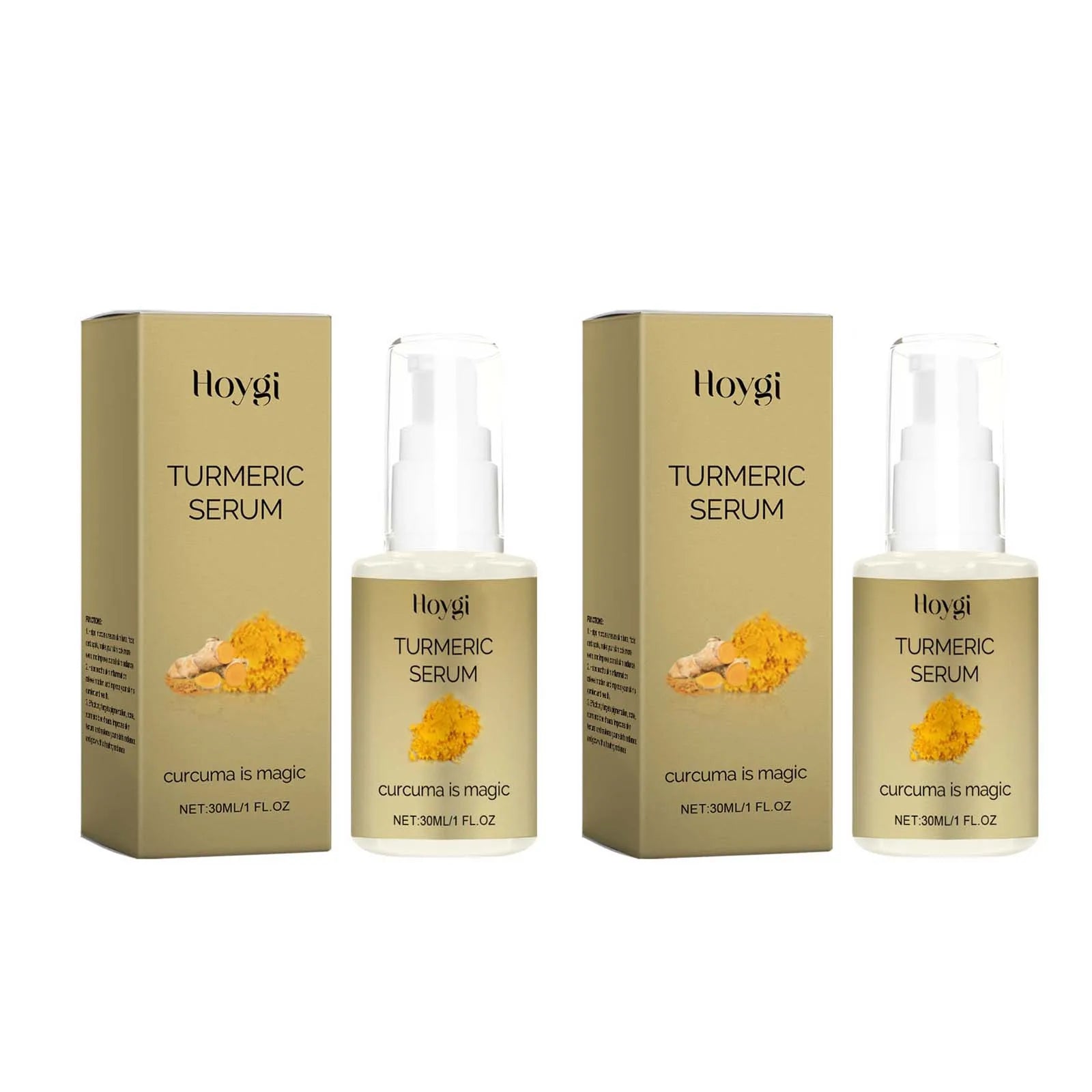 Turmeric Face Serum Moisturizing Lightening Dark Spots Even Skin Tone Smoothing Rejuvenates Face Brightening Essence Care Qme 2 x 30ml Boxed