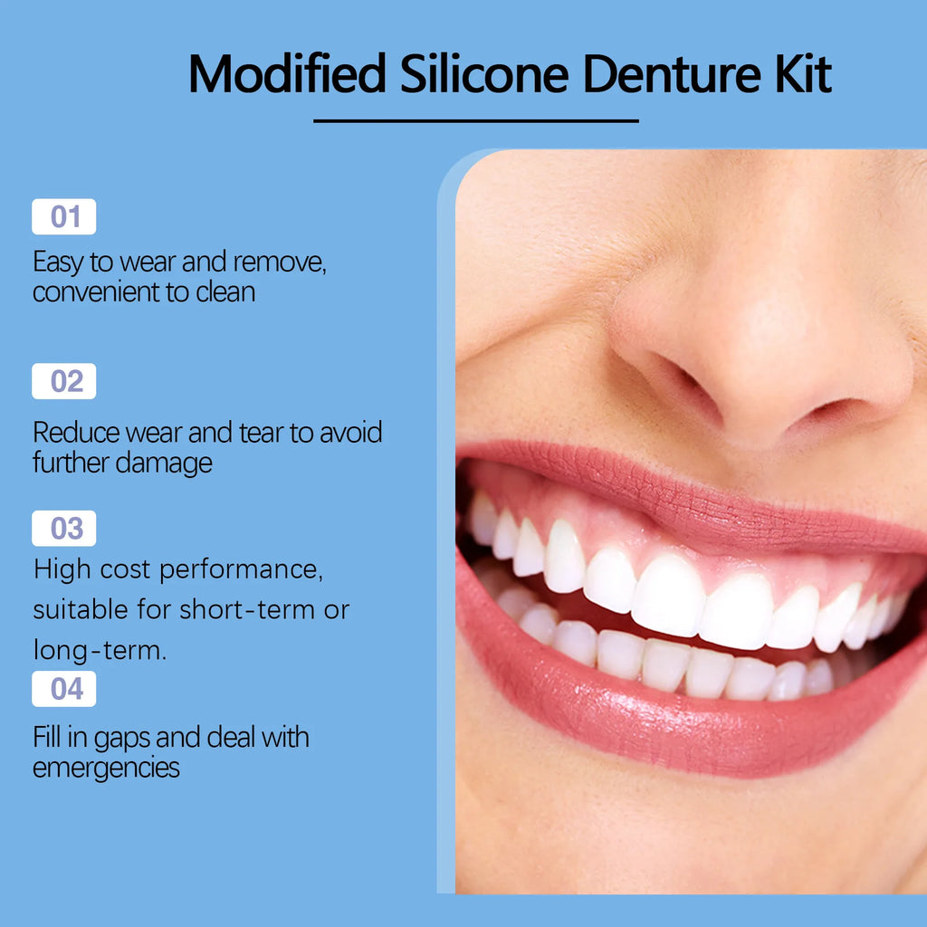Dentures False Teeth Full Set Temporary Tooth Repair Improve Dental Loss Fitting Mouth Prevent Falling Out Soft Silicone Braces Qme