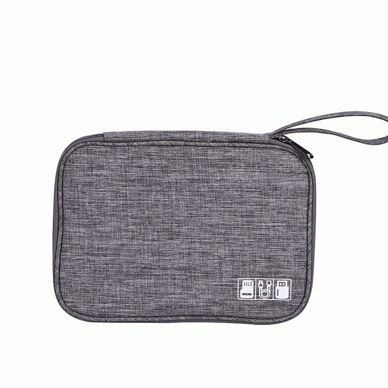 A Cable Storage Bag Waterproof Digital Electronic Organizer Portable USB Data Line Charger Plug Storage Bag Travel Organizer Qme Light gray