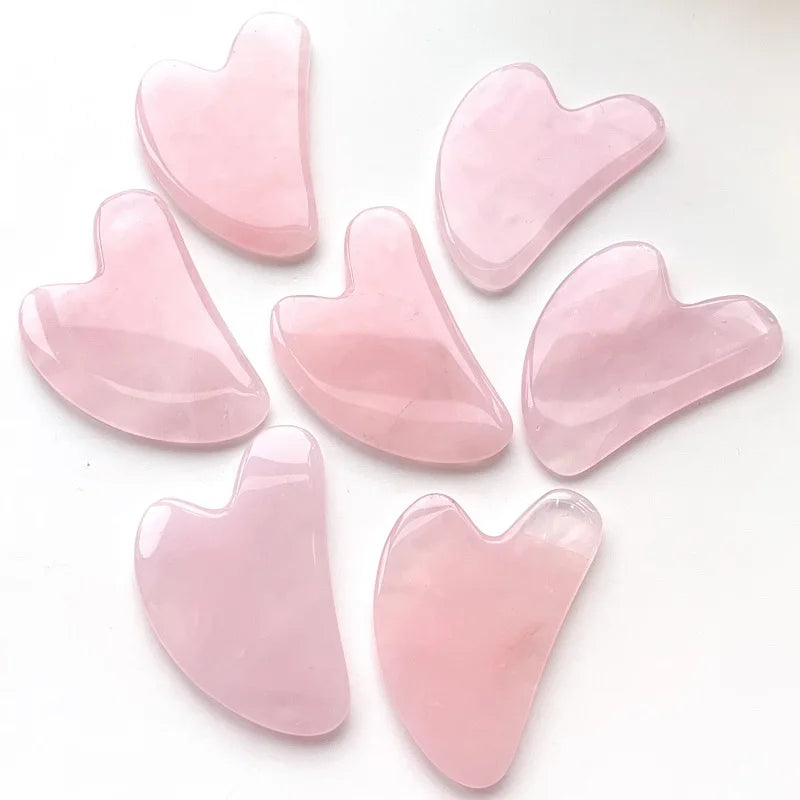Heart Guasha Stone Face Rose Natural Jade Massage Tool Chin Nose Qme