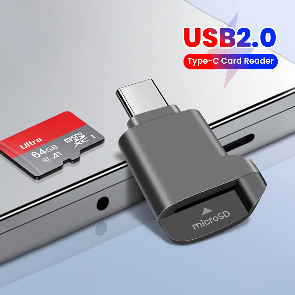 USB 2.0 High Speed MicroSD Adapter Compact Design 2TB Capacity Portable Mini Type C TF Card Reader Support for Type C Devices Qme