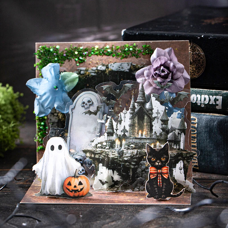 10 Sheets/Bag Gothic Abandoned City Scenery Stickers for Scrapbooking Planner Notebook DIY Phone Case Decoration Office Gift Qme
