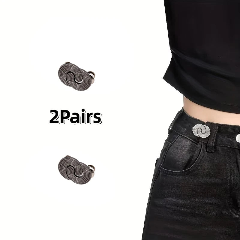 2/3PCS Pant Waist Tightener Adjustable Buttons Pins for Loose Jeans No Sew and No Tools Waist Cincher Clip for Clothing Skirts Qme 2pcs Black