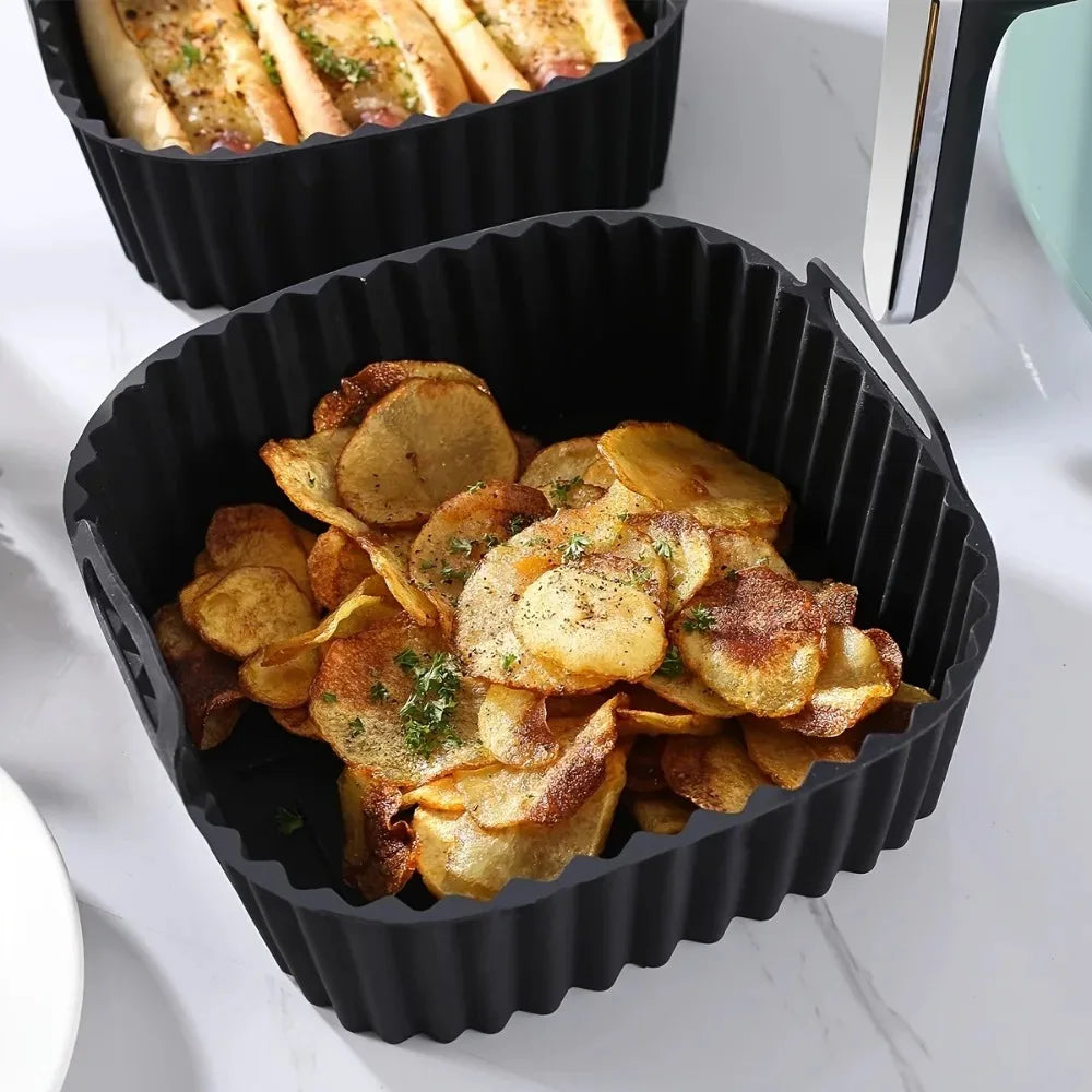 Reusable Air Fryer Silicone Liners Square Non Stick Basket Mat 4-7QT Qme
