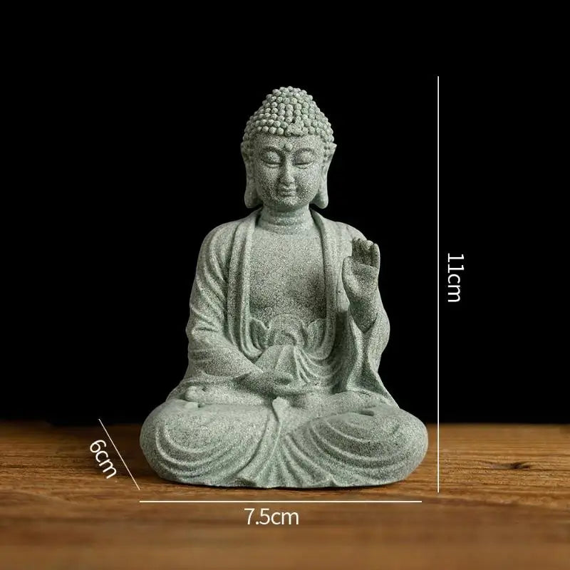 Mini Thai Green Sandstone Figurine Buddha Desk Decor Office Zen Qme A7