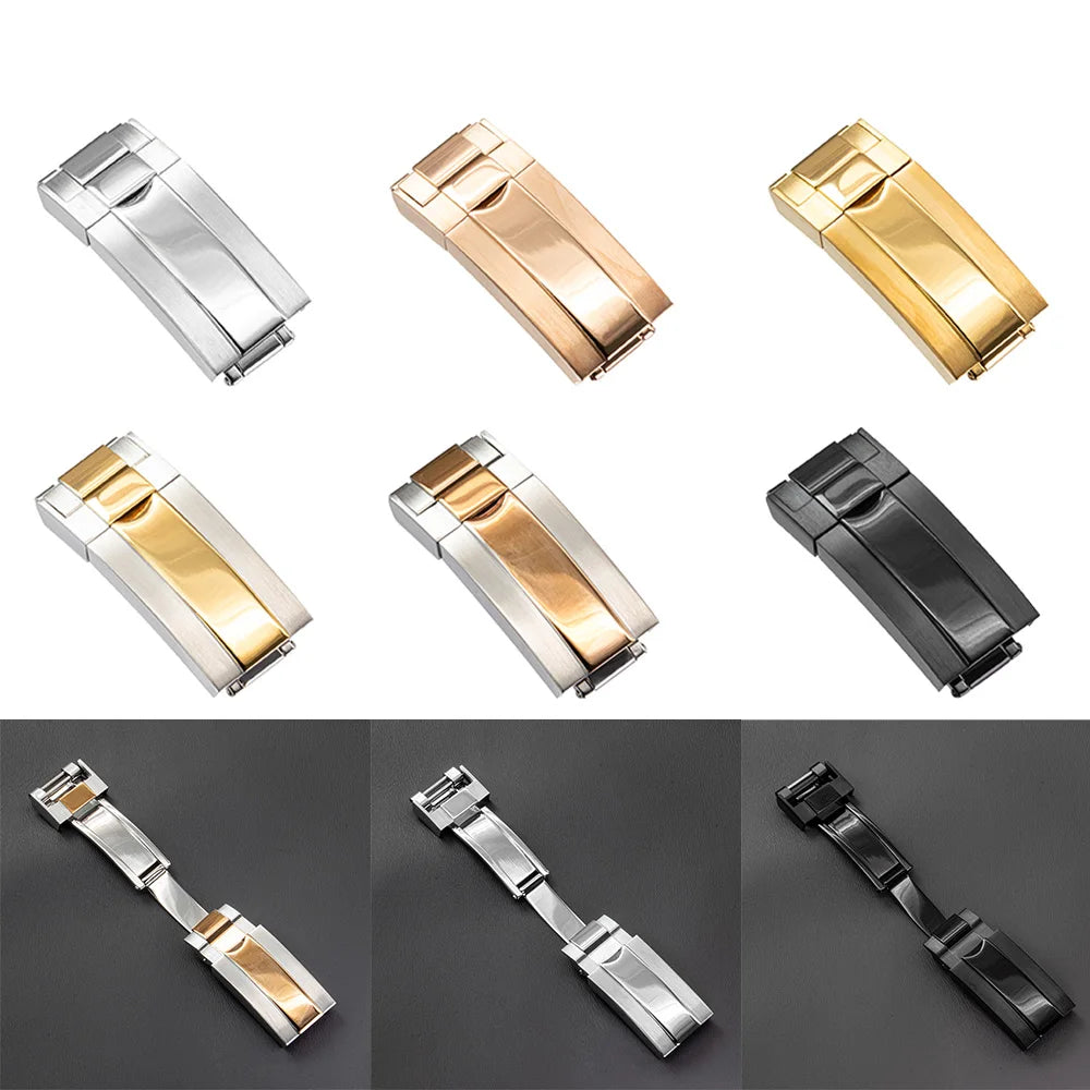 16 18mm Stainless Steel Buckle Watch Band Glidelock Clasp Fine-tuning Pull Button Buckle Silver Folding Safety Clasp Accessories Qme