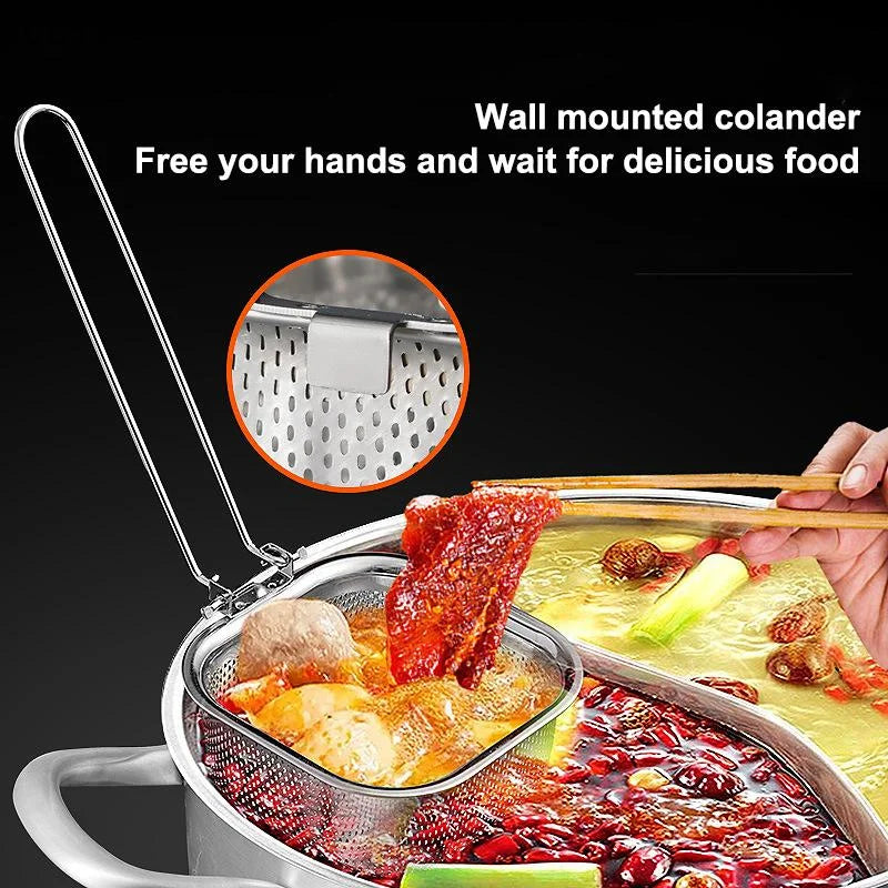 Pasta Basket Blanching Stainless Steel Fry Spaghetti Strainer Noodles Qme