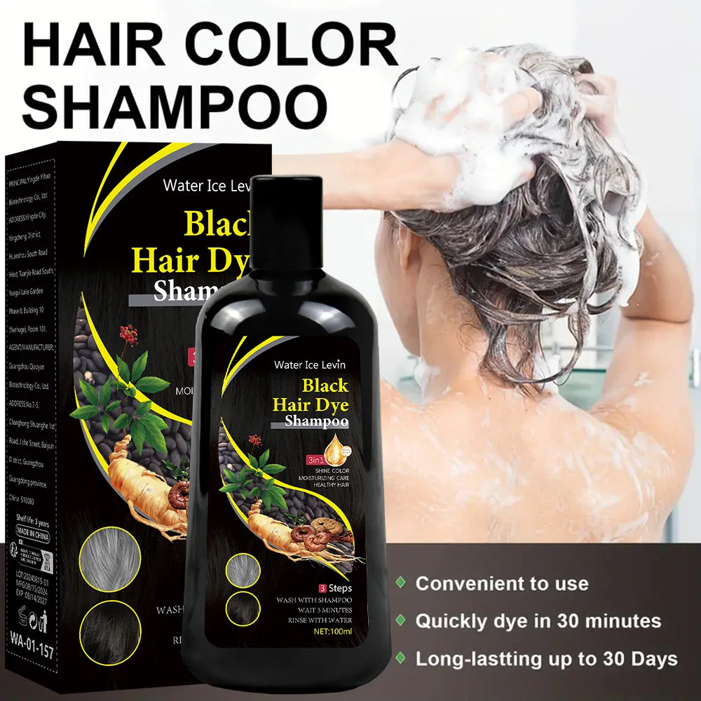New 100ml Black Hair Color Dye Hair Shampoo Cream Organic Permanent Covers White Gray Shiny Natural Ginger Essence For Women Men Qme
