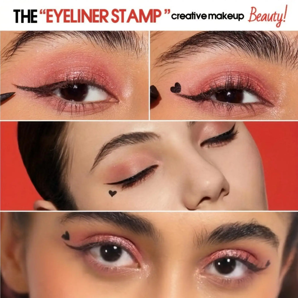 2 in1 Eyeliner Stamp Pencil Waterproof Easy Apply Natural Black Tone Qme
