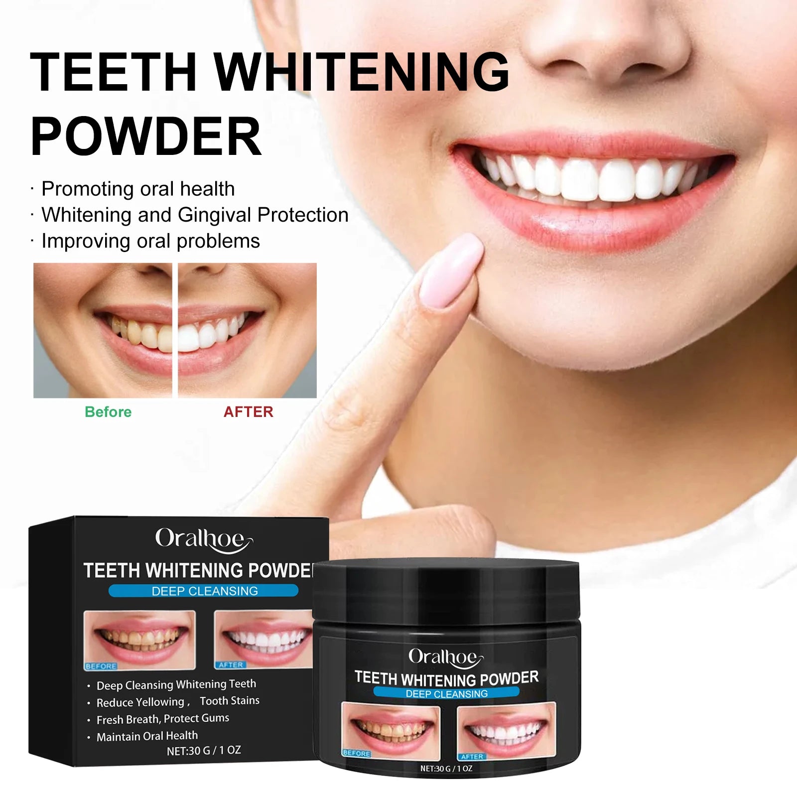 Charcoal Whitening Teeth Powder Cleaning Dental Calculus Stains Improve Tooth Yellow Remove Bad Breath Bright White Toothpaste Qme