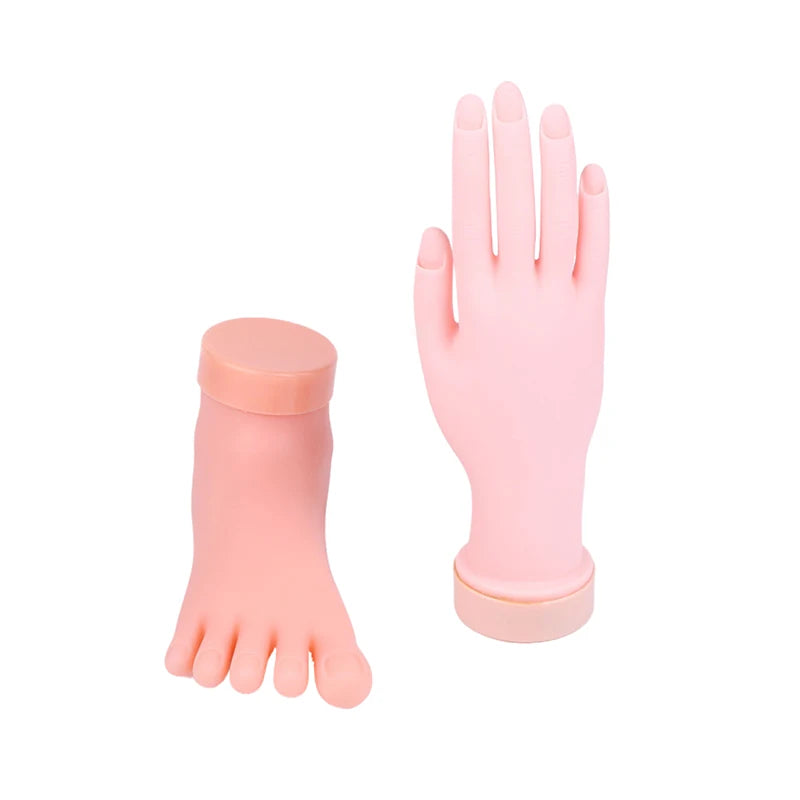 Nail Art Training Practice Hand Silicone Fake Foot Display Manicure Qme