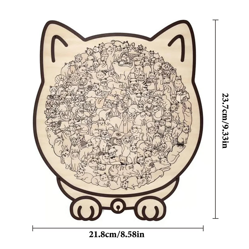 135-Piece Morandi Color Cat-Shaped Wooden Jigsaw Puzzle Irregular Cats Shaped Animal Pieces For Home Decor & Party Games Gifts. Qme