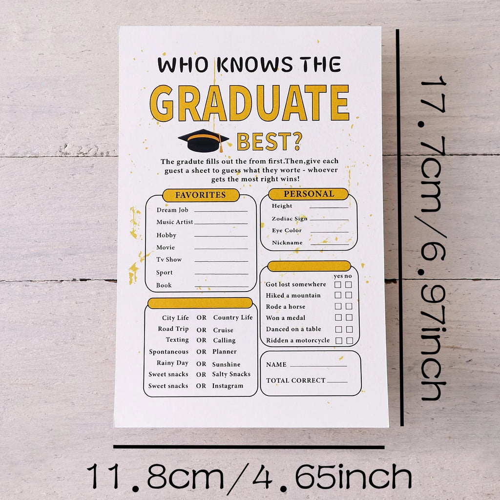 5-50Pcs Yellow Graduate Game Card Graduation Season Creative Gift Tabletop Game for Students Grad Celebration Supplies Qme