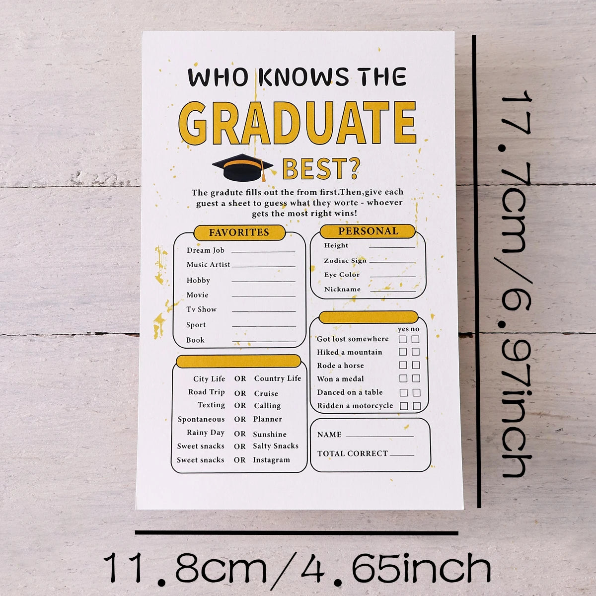 5-50Pcs Yellow Graduate Game Card Graduation Season Creative Gift Tabletop Game for Students Grad Celebration Supplies Qme