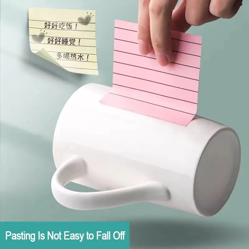 200sheets Line Sticky Notes 4 Colors Portable Student Note Marker Writing Sticky Notes Self-Adhesive Easy To Apply Notepad Qme
