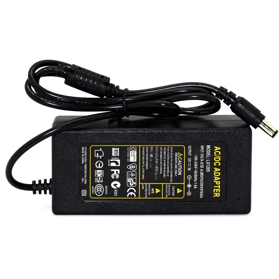 ESCAM DC 12V 5A 60W Power Adapter Transformer Switch AC100-240V to DC12V Power Supply for CCTV Camera Security System Qme UK Plug
