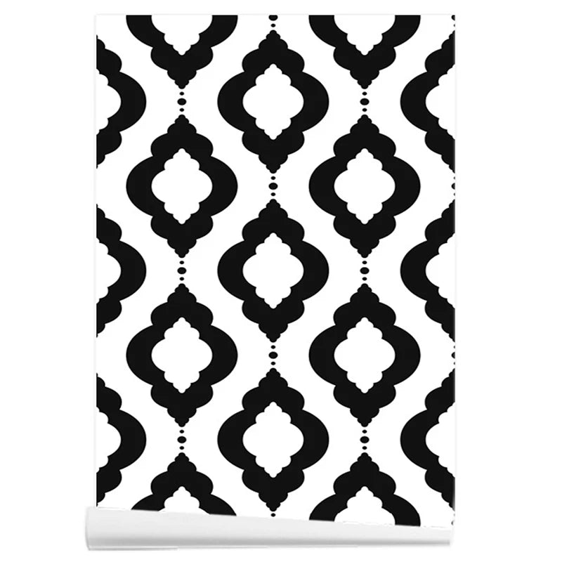 Black White Geometric Abstract Curve Peeling Wall Self-adhesive Qme black 100CMX45CM