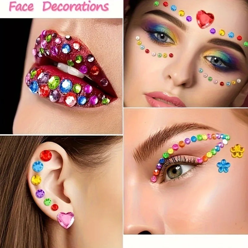 Self-adhesive Rhinestone DIY Stickers - Colorful Acrylic Gemstone Glitter Stickers, Multi-functional Reusable Craft Stickers Qme