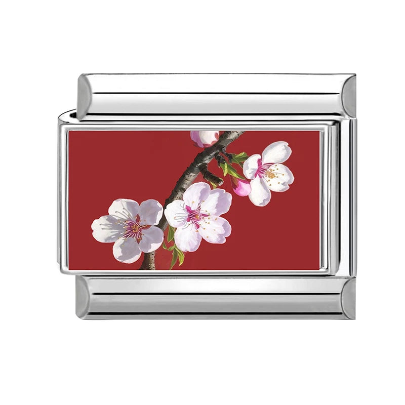 Wholesale Red Color Series Pomegranate Strawberry Love Italian Link Fit 9mm Stainless Steel Bracelet Making DIY Charm Jewelrys Qme Style 7