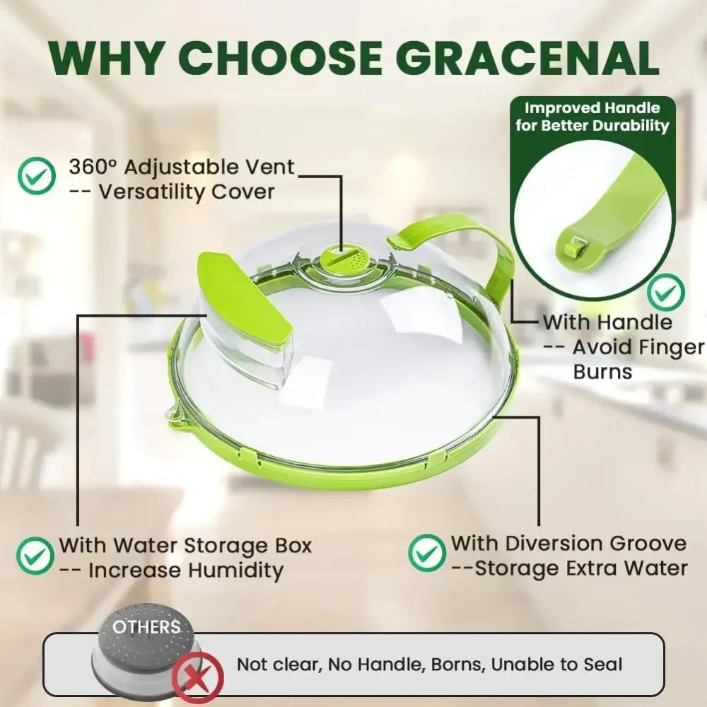 Versatile Clear Microwave Splatter Cover Water Steamer Ergonomic Qme