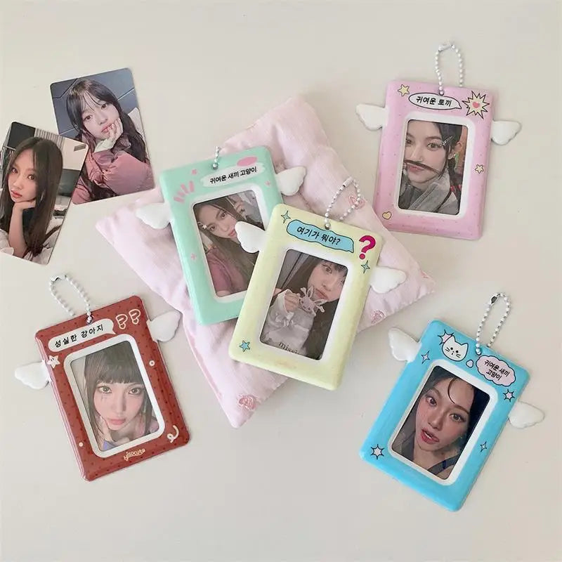 Cute Small Wings Card Holder Photocard Idol Photo Display Protect Qme