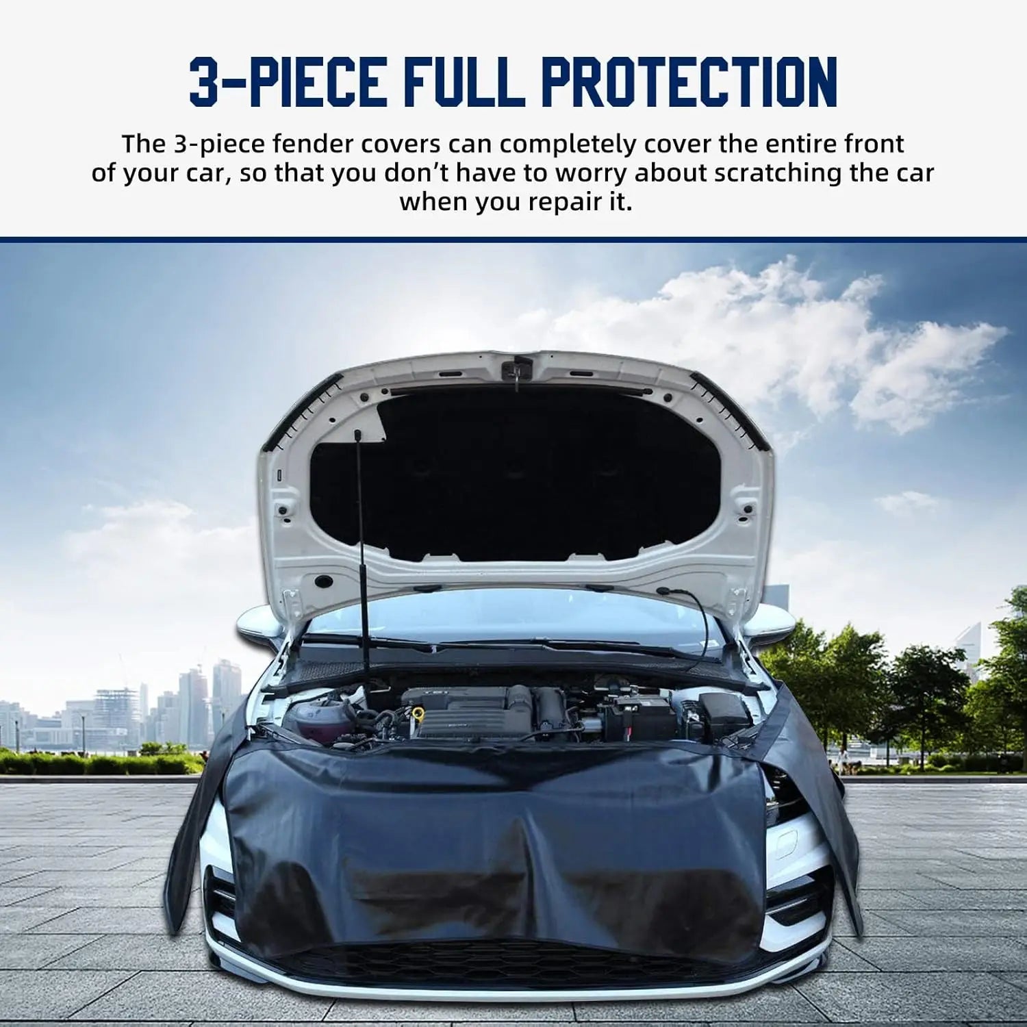 Pack of 3 Magnetic Mudguard Protectors - with Hooks for Easy Installation, Ideal for Car Repair & Maintenance, Without Battery, Qme