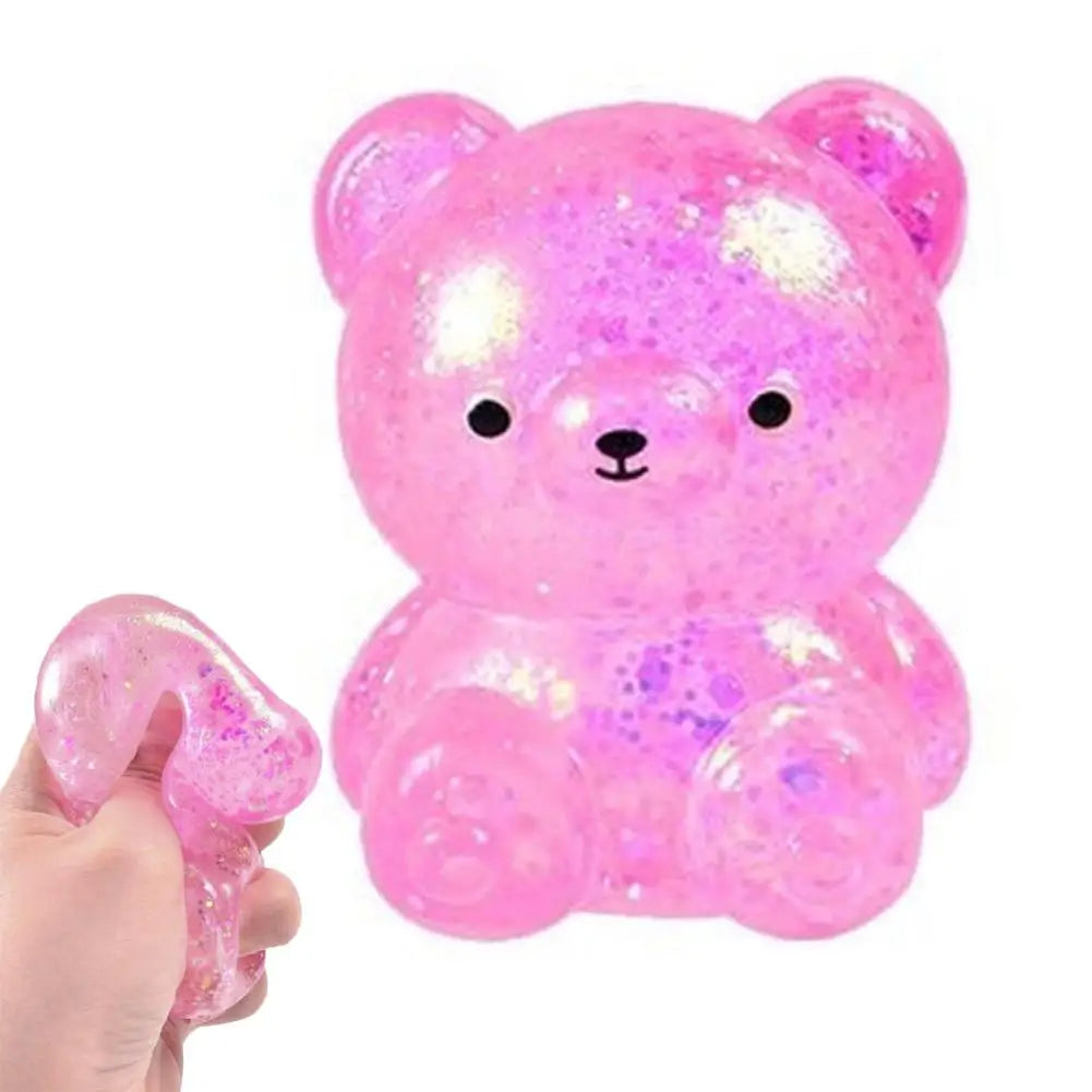 Glitter Capybara Bear Squishy Fidget Toy Colorful Sensory Stress Qme Pink bear