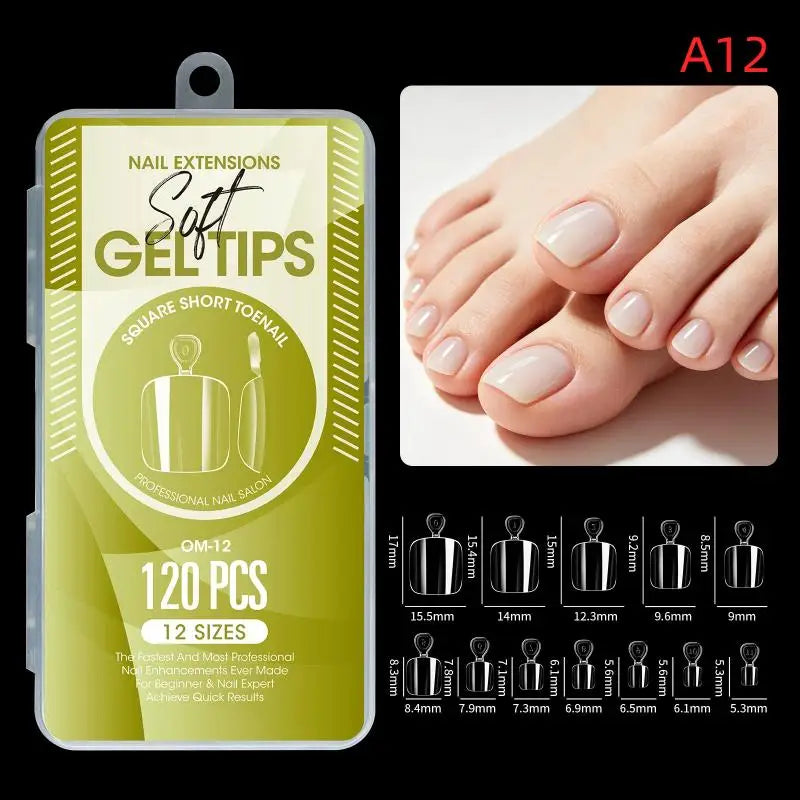 1box False Nail Tips Clear Semi-frosted Full-coverage Soft Fake Nails Qme A12