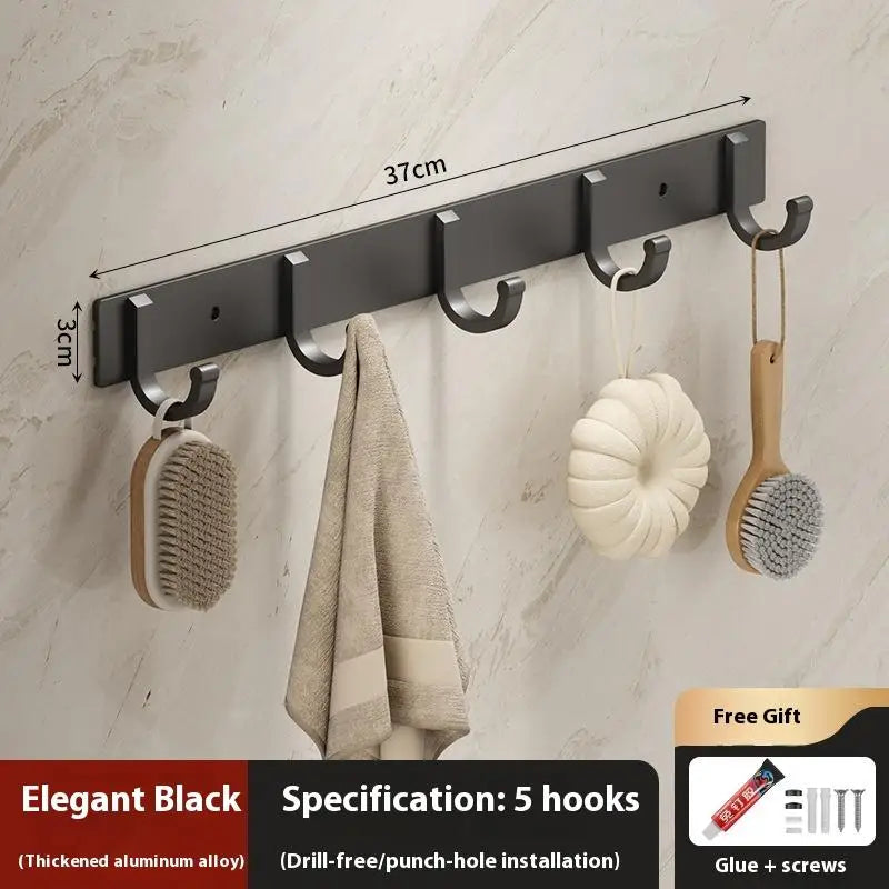 Metal Hook Strong Adhesive Wall Mounted Bathroom Without Punchkitchen Qme Black 5hook