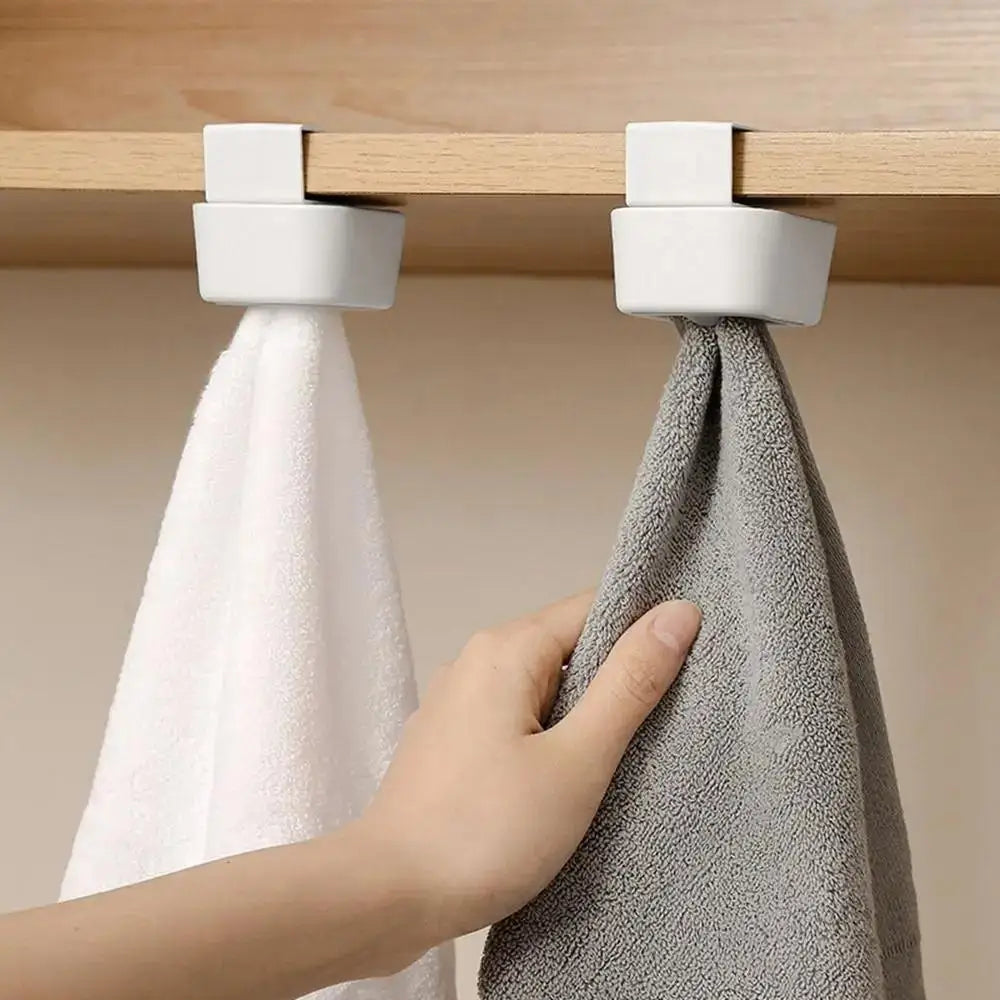 2pcs Creative Towel Plug Hook Bathroom Towel Rack Cleaning Supplies Rag Stopper Household Plastic Dish Towel Storage Qme