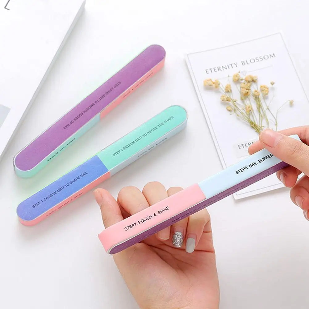 Professional Nail File Nail Buffers Blocks For Natural Nails Shine Smoother Upgrade Seven Steps Polisher Fingernail Files Buffer Qme