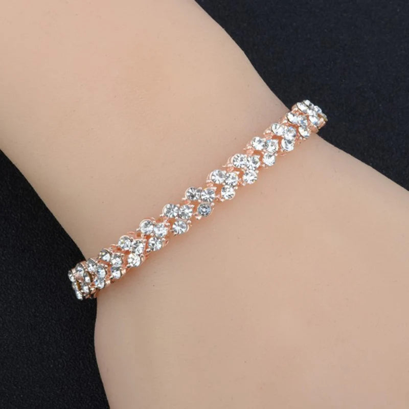 Fashionable Magnetic Gold Chain Crystal Bracelet Women Stylish Female Qme
