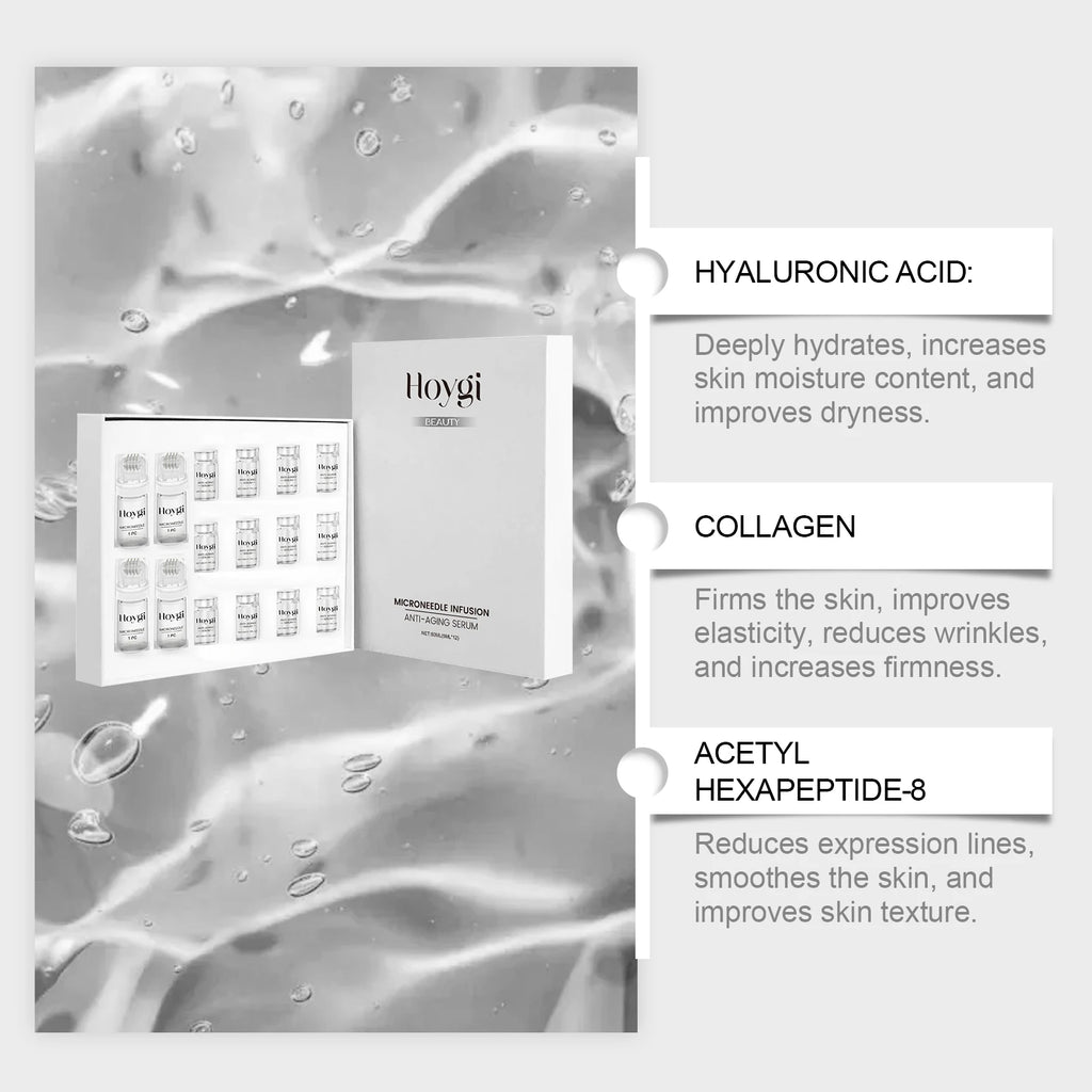 Firming Facial Serum Set with Microneedle Roller Anti-Aging Tightening Hydrating Facial Essence Fade Smoothing Skin Beauty Qme