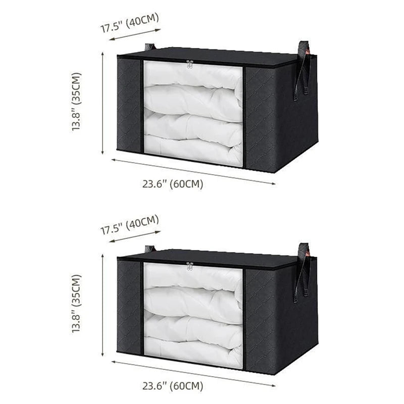 Large Capacity Viewing Window Quilt Storage Bag Household Dustproof Bedding Storage Box Clothing Sorting Bag Moving Organizing Qme Black 2pcs