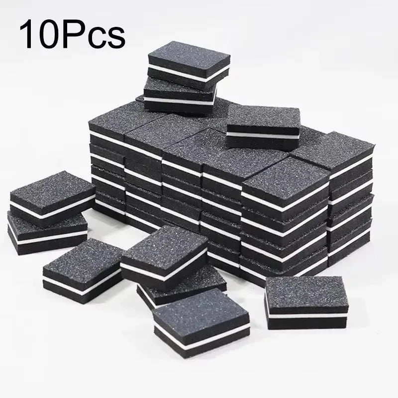 10-100PCS Mini Buffing Sanding Files Block Pedicure Care Nail Art Buffer Polish Manicure Pedicure Nail File Tools Nail Charm New Qme 10PCS Black