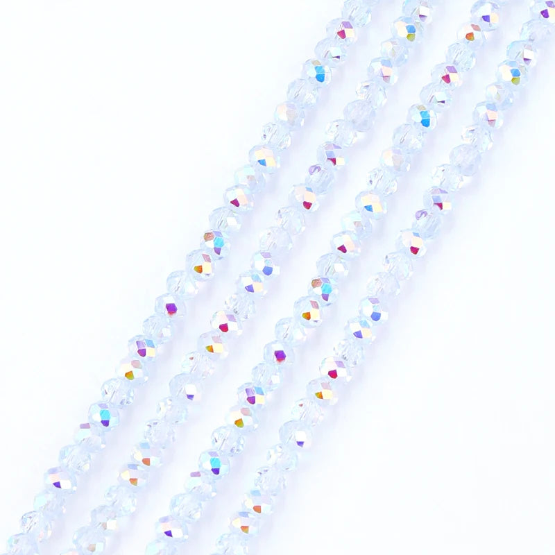 3mm Faceted Round Glass Beads AB Color Crystal Beads Strands Briolette Rondelle Crystal Beads Spacers for Jewelry Making DIY Qme Color 5 3mm-110pcs
